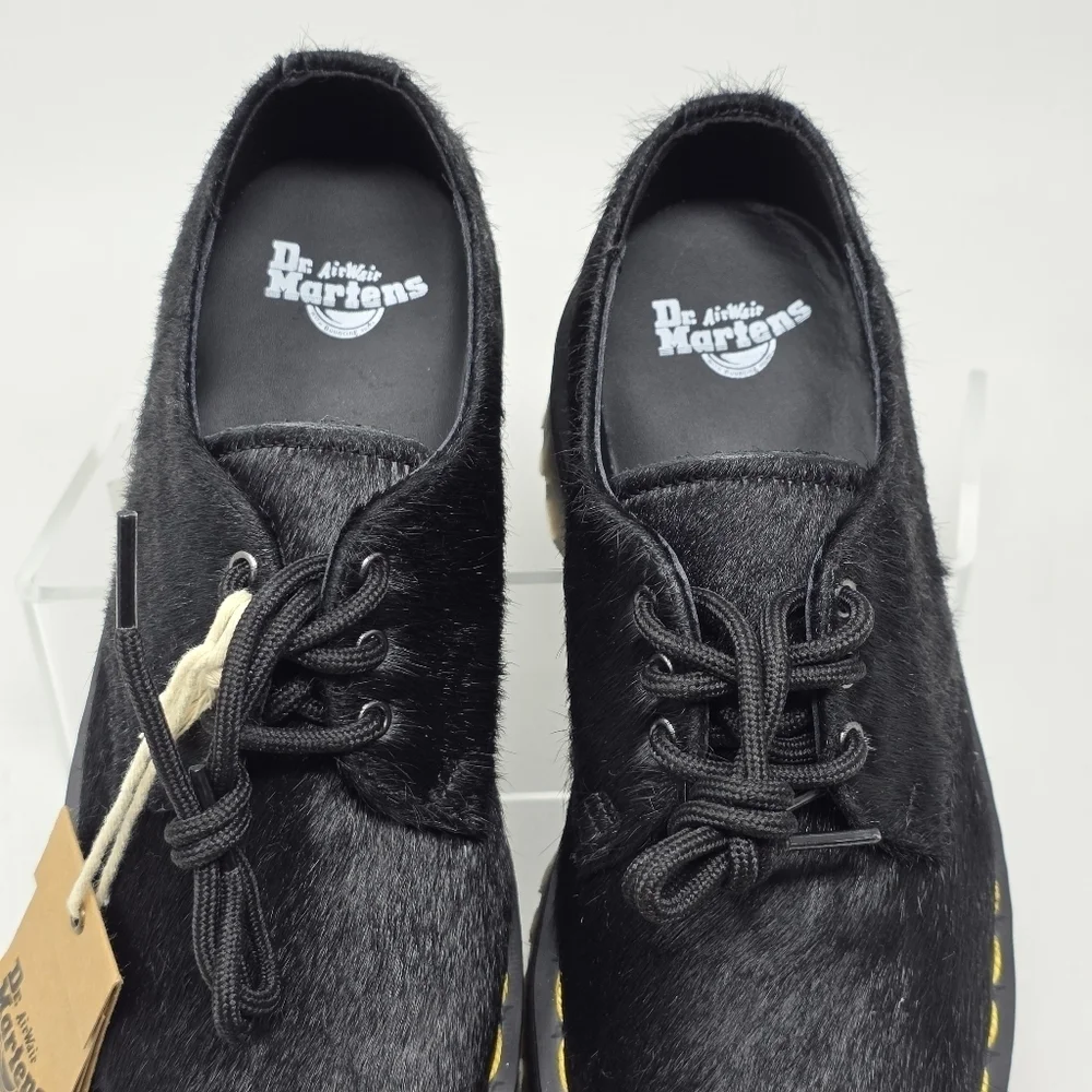 Dr. Martens 1461 Quad Women's Size 6 Oxford Platform Shoes Laceup Black Hair New